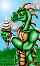 "Reptile eats ice cream"